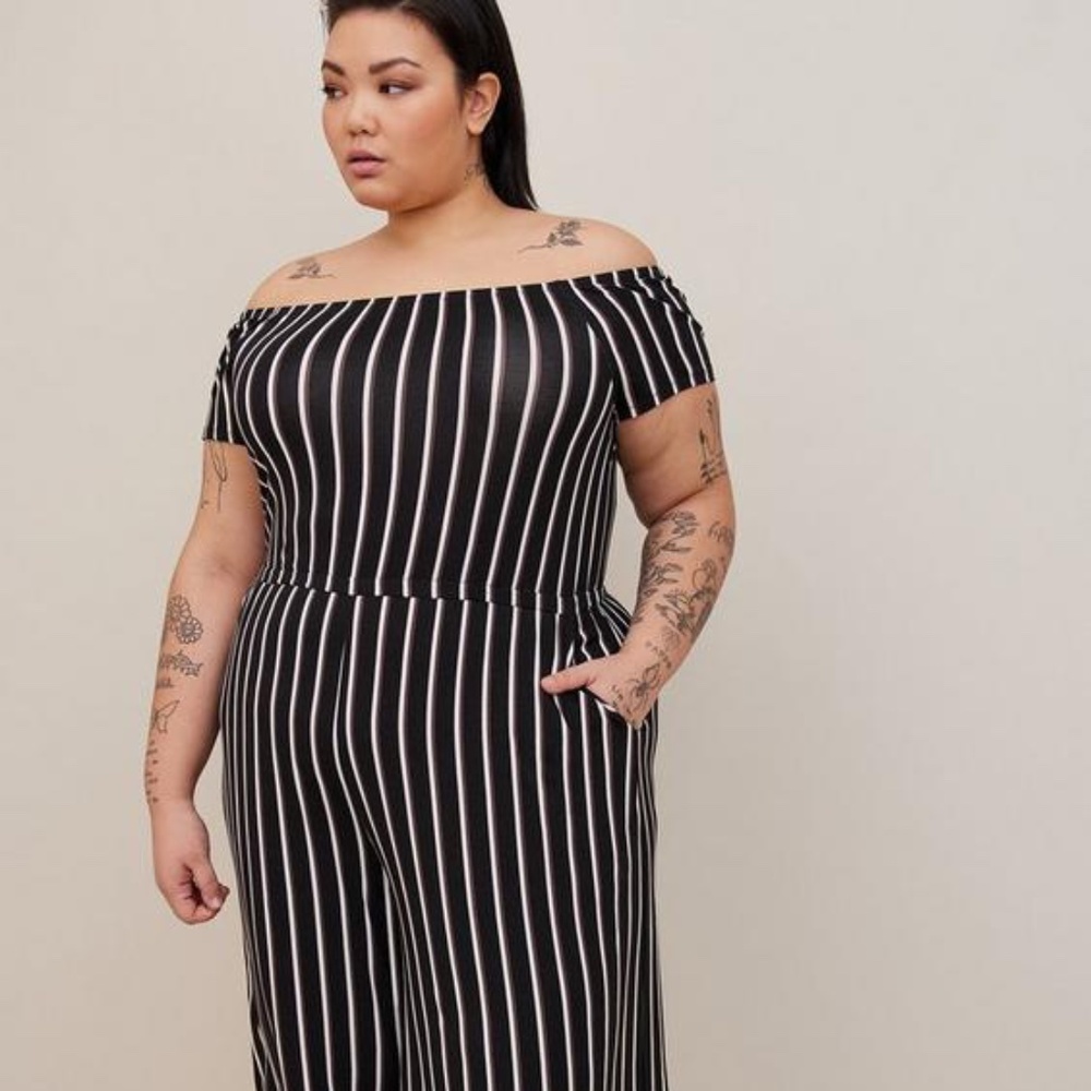 Torrid Super Soft Culotte Off Shoulder Jumpsuit NWT Size 00X